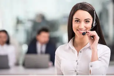 image of Girl on the phone responding to a submit service request form