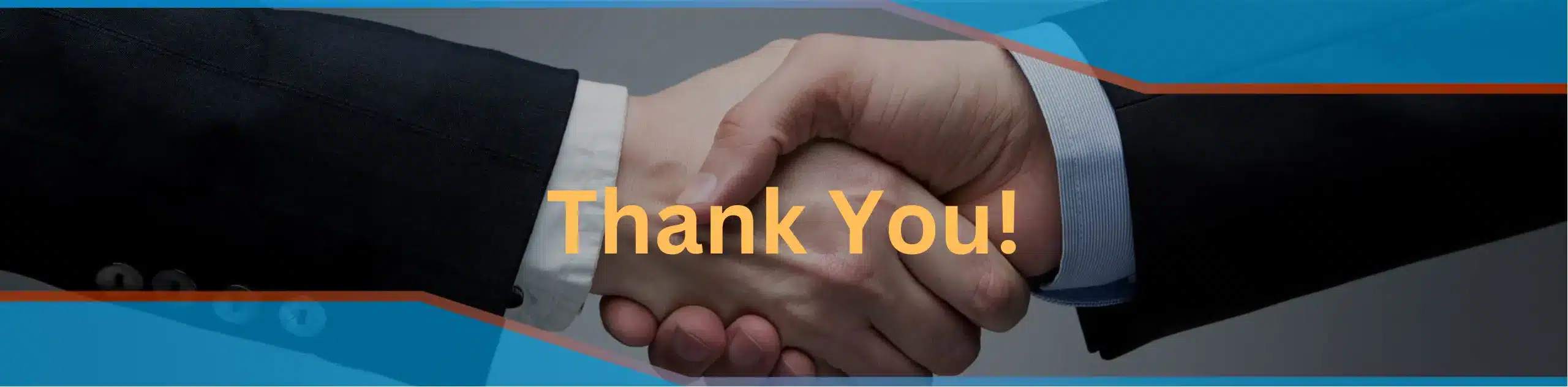 Image of two people shaking hands saying thank you